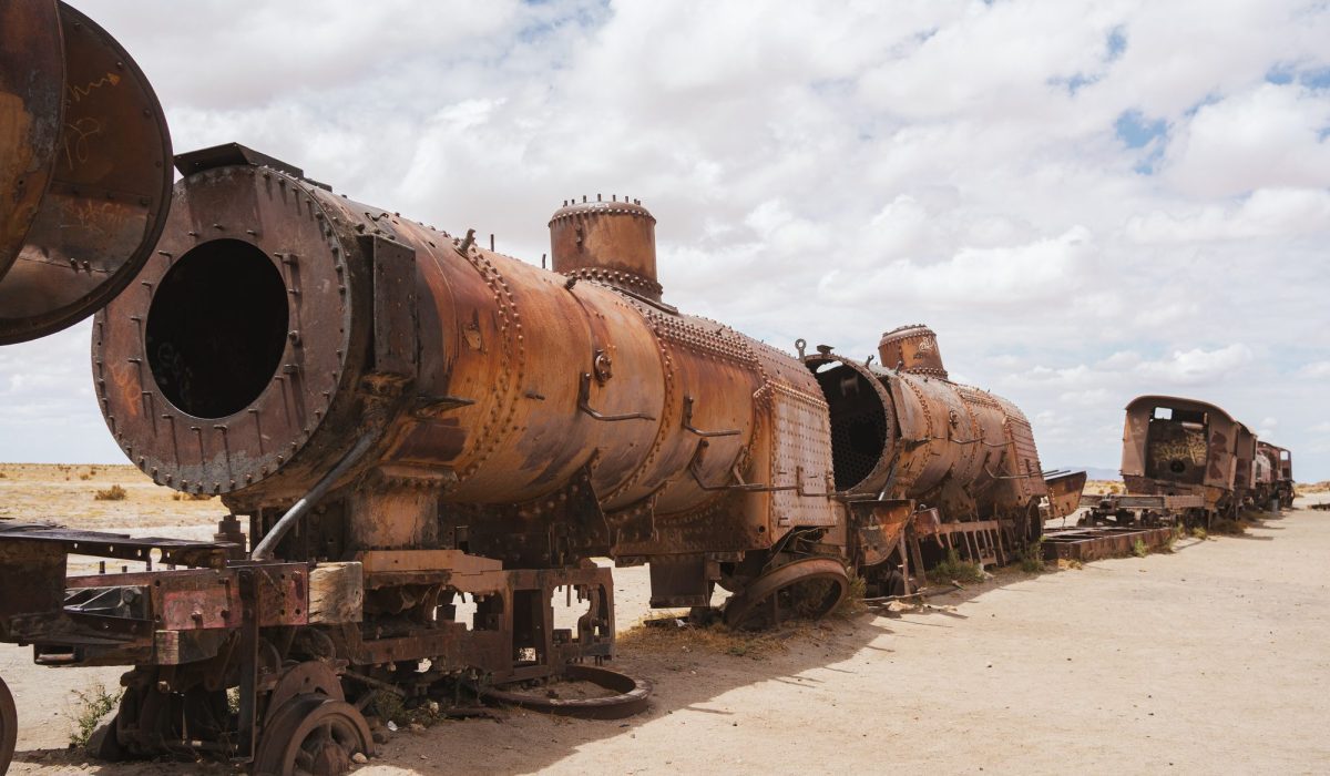 Old train cementery in Uyuni, Bolivia